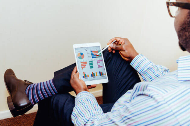 Man working on a tablet
