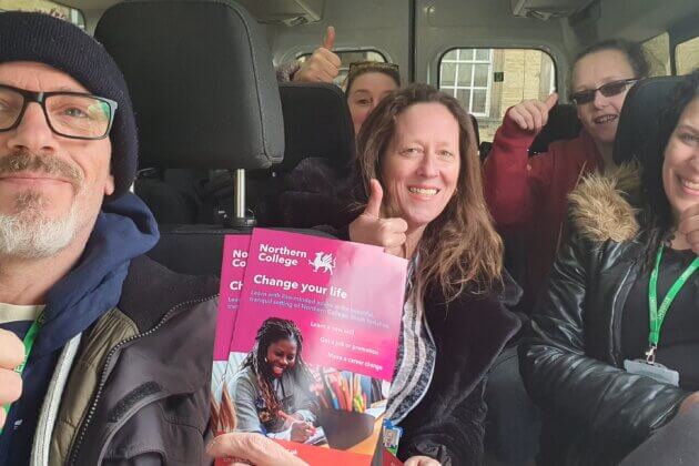 Students seated on bus