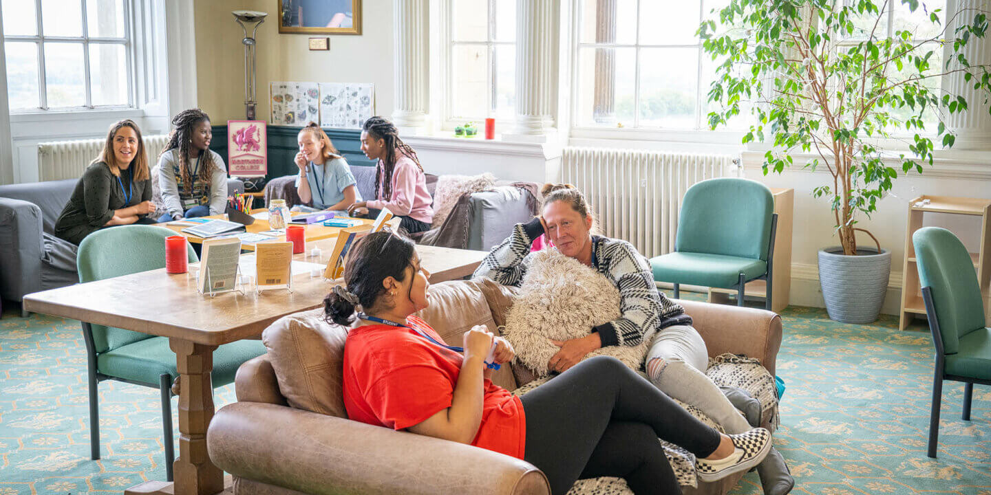 Students relaxing in lounge