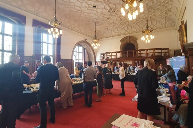 People having buffet lunch