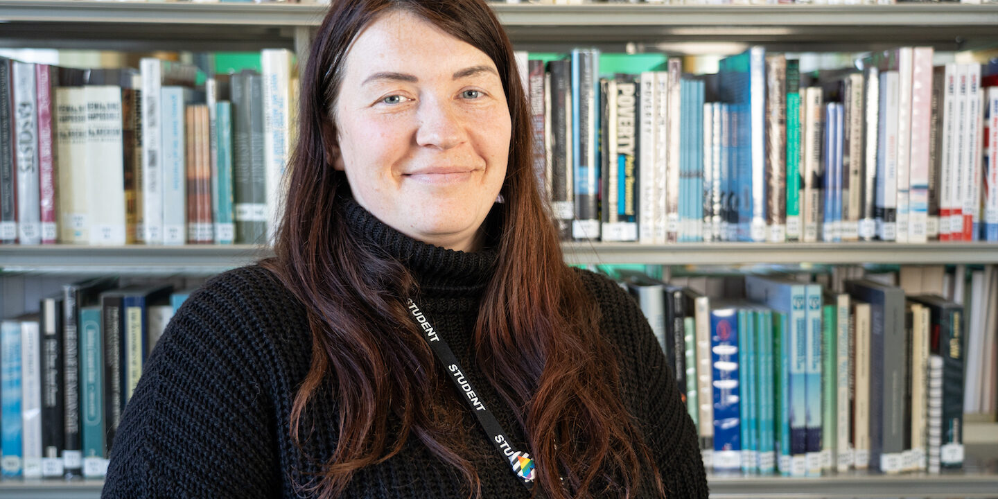 Jo in the library