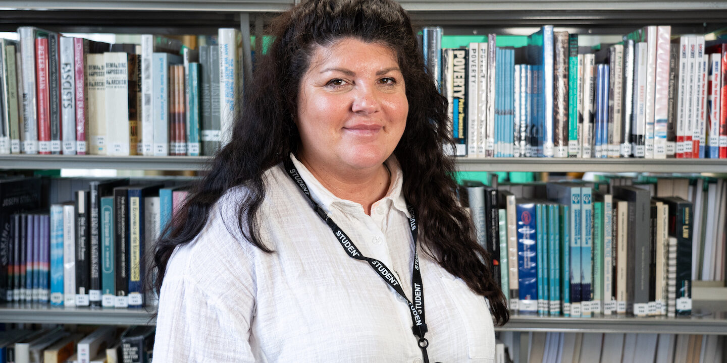 Samantha in the library