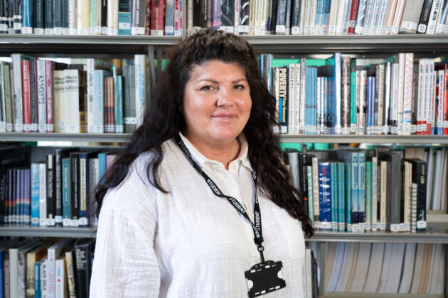 Samantha in the library
